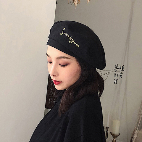 K97 Beret For Women Autumn All-match Simple British Painter Hat Retro Casual Hats Letter Octagonal hats ► Photo 1/5