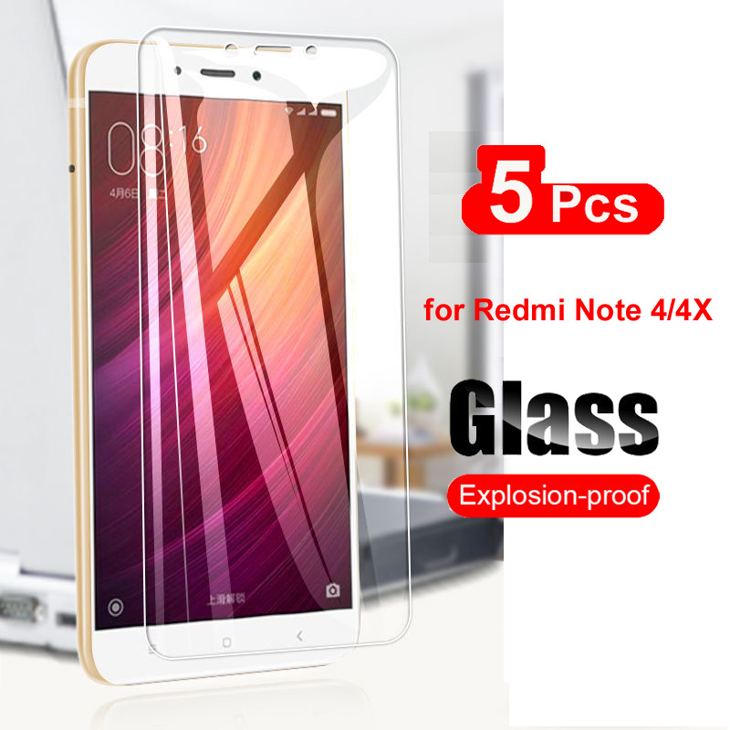 5Pcs Tempered Glass For Xiaomi Redmi Note 4 4X 4A Screen Protector For Xiaomi Redmi Note 4X Glass Transparent Film 9H ► Photo 1/6