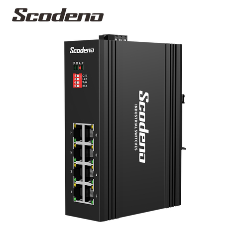 Scodeno 8 Port Industrial Gigabit DIN-Rail Network Unmanaged Switch, IP40 ► Photo 1/6