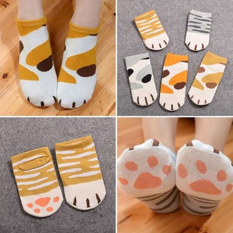 New Autumn Cotton Jacquard kawaii Cats Paw Socks Woman Girls Lovely Cartoon Animal Ankle Sock Ukraine Funny Striped Short Socks ► Photo 1/6