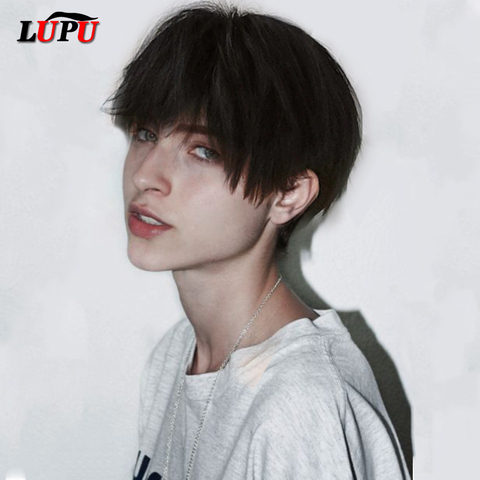 LUPU Black Blonde Short Cosplay Wig Natural Fake False Hair High Temperature Fiber Synthetic Hair Wigs Handsome Boy ► Photo 1/6