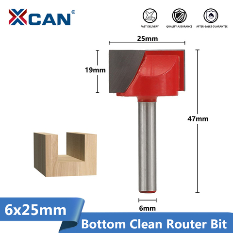 XCAN 1pc 25mm Wood Router Bits with 6mm Shank Cleaning Bottom Engraving Bits T Slot Milling Cutter for Woodworking Trimming ► Photo 1/6