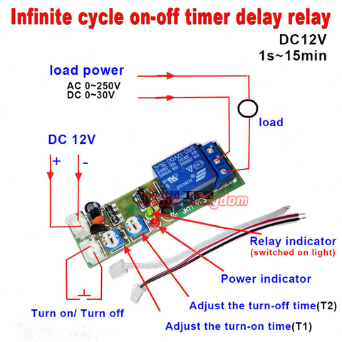 JK11 DC5V 12V  24V  0-100S 0-15Min 0S-24h Infinite Cycle Delay Timing Timer Relay ON OFF Switch  Multifunctional relay module ► Photo 1/3