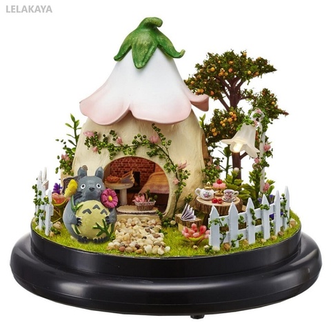 DIY Totoro Small Handmake Mini Doll House Wooden Miniature Assembling Dollhouse Glass Ball Decoration Kit Green Garden Dollhouse ► Photo 1/6