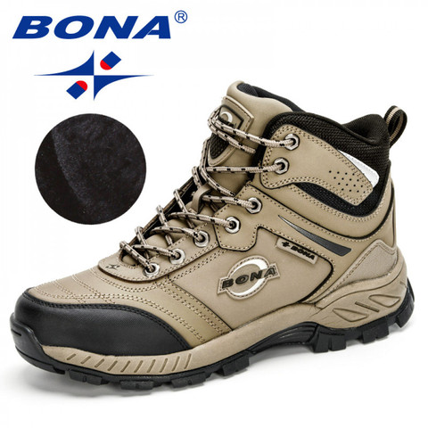 BONA 2022 New Designers Nubuck Leather Trekking Sneakers Men Mountain Climbing Shoes Masculino Trendy Zapatos Senderismo Hombre ► Photo 1/6