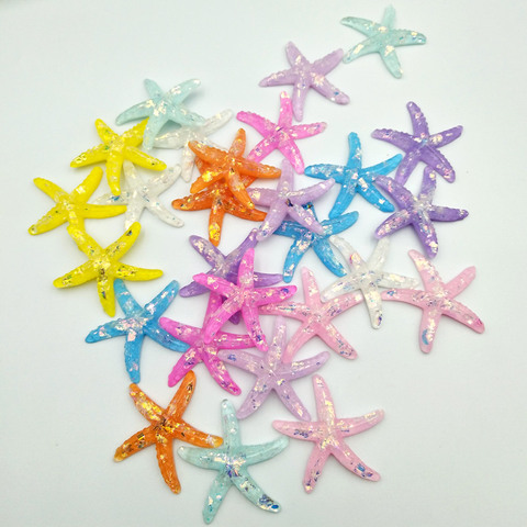 10pcs DIY Resin Adorable Glitter Colorful Starfish Shell For Home Wedding   DIY Embellishments For Scrapbooking Accessorie ► Photo 1/6