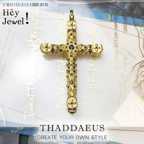 Pendant Cross Black Stones Gold,2022 New Fine Jewelry Master’s Artwork Bijoux Accessories 925 Sterling Silver Gift For Woman Men ► Photo 1/6