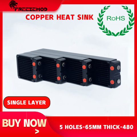 FREEZEMOD TSRP-HP45-360 Computer Pc Water Cooler Copper Radiator Double Layers 45MM Thick Copper Fins G1/4 ROHS Certification ► Photo 1/5
