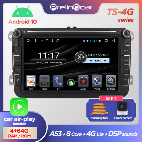 Android 10.0 2 Din For VW Volkswagen Golf 7 Polo Passat b7 b6 SEAT leon Skoda Car radio Multimedia Video Player gps navigation ► Photo 1/6