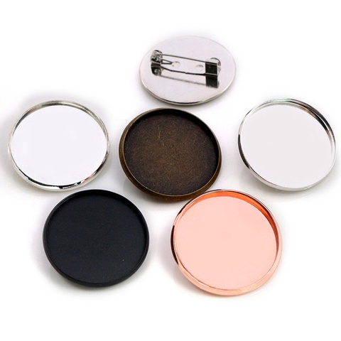 New Arrive 10pcs 25mm 5 Colors Plated  Brooch Style High Quality Cameo Settings Cabochon Base Brass Copper Blank Tray ► Photo 1/6