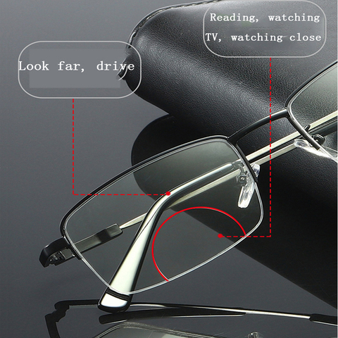 2022 Anti Blue Ray Bifocal Reading Glasses Male Female Memory Titanium Presbyopic Multifocal Alloy Frame Eyewear 1.5 2.5 ► Photo 1/6