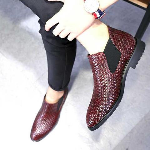 YEELOCA Spring Summer Mens Woven Single Boots Male Chelsea Boots Men Fashion  Ankle Boots Hairstylist Working Shoes Size 38-48 ► Photo 1/6