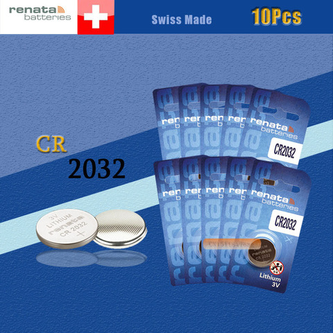 Free Shipping! Original RENATA 10pcs/lot CR2032 2032 3V High-Performance Button Batteries ► Photo 1/6