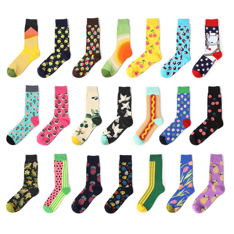 1 Pair Art Socks New Men Women Cotton Socks Couple Funny Socks Flower Bird Long Colorful Socks EUR39-44 ► Photo 1/6