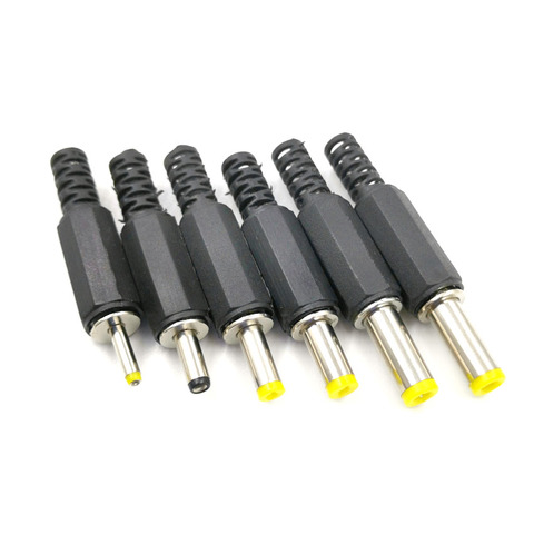 5pcs 5.5x2.5 5.5x2.1 4.8x1.7 4.0x1.7 3.5x1.35 2.5x0.7mm Male DC Power Plug Connector 180 degree Plugs cable Male Plug Adapter ► Photo 1/6