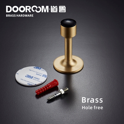 Dooroom Brass Door Stops Hole Free Bathroom Door Stopper Heavy Duty Floor Wall Mount Bumper Non-magnetic Door Holder Catch ► Photo 1/6