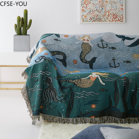 Mermaid Throw Blanket Sofa Decorative Slipcover Cobertor On Sofa/beds/plane Travel Plaid Non-slip Stitching Blankets ► Photo 1/5