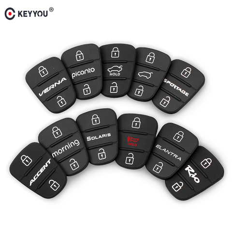 KEYYOU Rubber Button Pad For Hyundai I30 IX35 Solaris Accent Elantra Sportage Hold Kia K2 K5 RIO Verna Flip Car Remote Key Shell ► Photo 1/5