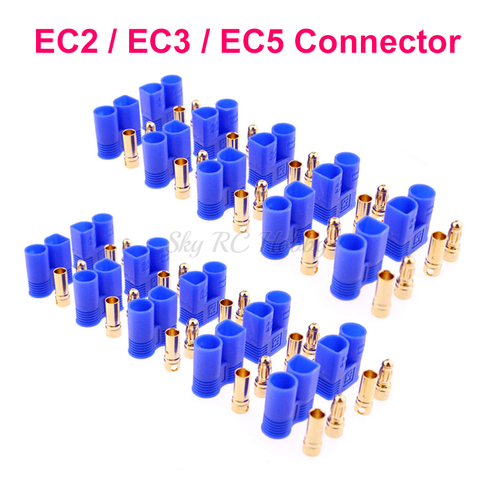 EC2 EC3 EC5 Male Female Type Battery Connector Golden Battery Connector Banana Bullet Plug For RC Lipo Battery Parts ► Photo 1/5