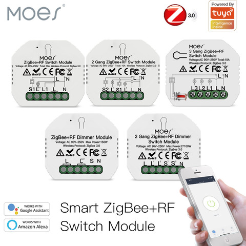 Tuya ZigBee 3.0 Smart Light Switch Relay Module 1/2/3 Gang Smart Life/Tuya App Control, Works with Alexa Google Home Yandex ► Photo 1/6