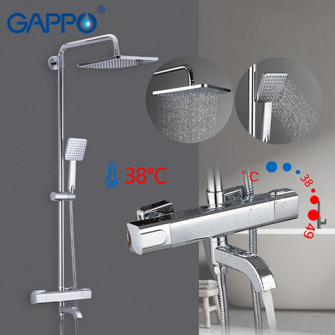 GAPPO Shower Faucets thermostatic bathroom shower mixer shower faucet bath faucet wall mounted rainfall mixer tap shower set ► Photo 1/6