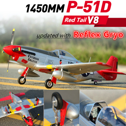 FMS RC Airplane Plane 1450MM 1.4M P51 P-51D Mustang V8 Red Tail 6CH 4S PNP Big Giant Model Hobby Aircraft Warbird Avion EPO ► Photo 1/6