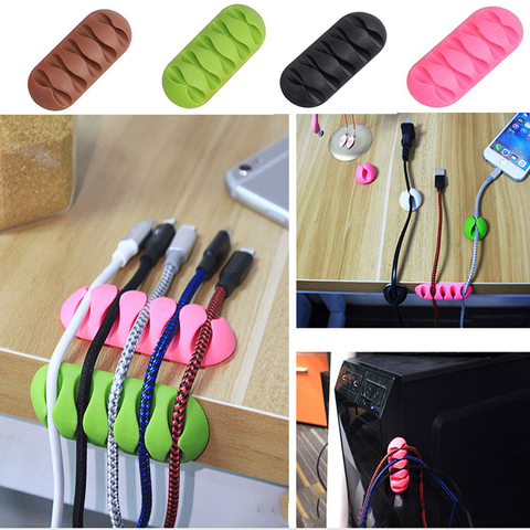 Cable Winder Cord Organizer Earphone Holder Charger wire fixing device Desktop Phone Cables Silicone Tie Fixer Wire Management ► Photo 1/6
