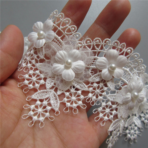 10/20x White Grape Flowers Pearl Lace Trim Ribbon Embroidered Knitting Wedding Dress Handmade Patchwork Sewing Supplies Crafts ► Photo 1/5