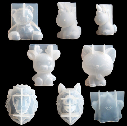 Transparent Unicorn Silicone Epoxy Resin Molds Geometry Bear Rabbit Mould Animal Aromatherapy Candle Making Form Decoration Tool ► Photo 1/6