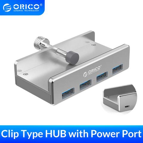 ORICO Aluminum 4 Ports USB 3.0 Clip HUB with Power Supply High Speed 5GBPS Data Transmission for MAC OS PC (MH4PU-P) ► Photo 1/6