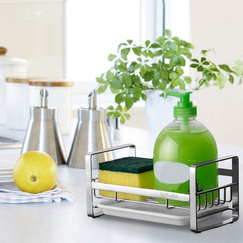 Sponge Holder, Sponge and Soap Holder for Kitchen Sink, 304 Stainless Steel Kitchen Dish Soap Caddy Tray Organizer ► Photo 1/6