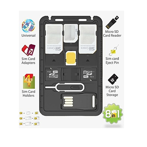 All in 1 Universal Mini SIM Card Adapter Storage Case Kits with TF card reader & SIM Card Tray Eject Pin, SIM Card holder ► Photo 1/6