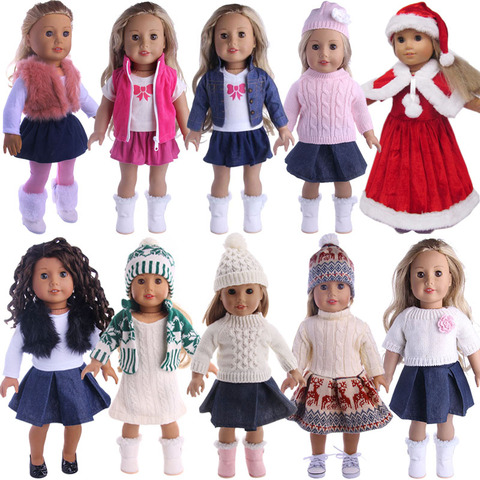 Doll Clothes 3pcs/Set T-shirt/Hat+Knitted Sweater+Skirt Suit For 18 Inch American&43CM Reborn Baby New Born Doll ,Girl's Toy DIY ► Photo 1/6