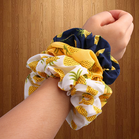 Korean Women Hearwear Girls Hair Tie Striped Lady Scrunchies Ponytail Hair Female Holder Rope Pineapple Print Hair Accessories ► Photo 1/6