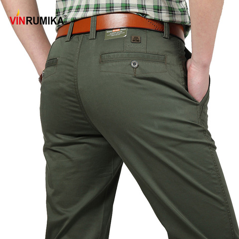 Summer men's business casual brand straight pants autumn middle aged man cotton black work Lightweight trousers khaki long pants ► Photo 1/6