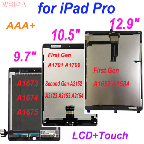 AAA+ LCD For iPad Pro 9.7 Pro 10.5 Pro 12.9 LCD Display Touch Screen Assembly A1673 A1674 /A1701 A1709/ A2152 A2123/A1652 A1584 ► Photo 1/6