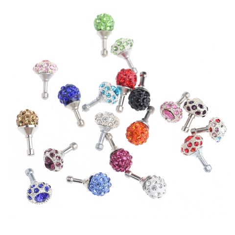 2022 New Random color Rhinestone Ball 3.5mm Anti Dust Plug Earphone Stopper For Smart Phone ► Photo 1/6