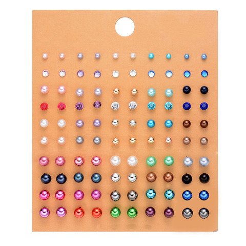 50 Pairs/lot Simulated Pearl Stud Earring Set for Girls Cute Resin Flowers Bear Mixed Ear Studs Wholesale Kids Jewelry ► Photo 1/6
