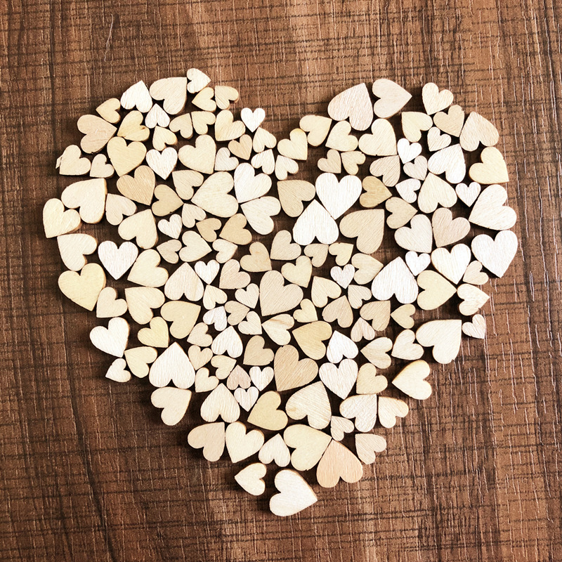 Mixed size DIY Perforated wooden heart patch Crafts Scrapbooking Supplies  Wedding DecorationHand-made Graffiti Buttons