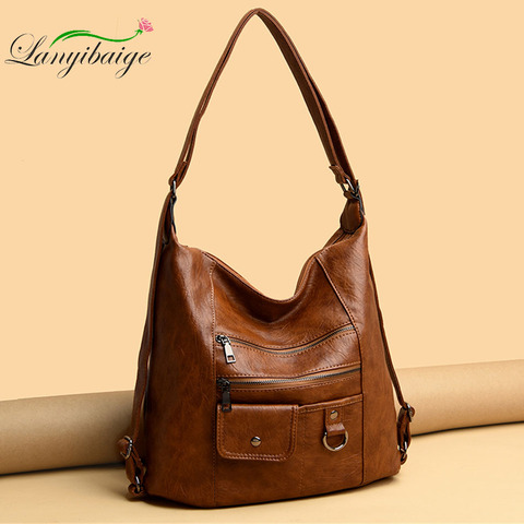 Hot 3IN1 Women's Bag Large Capacity Soft PU Leather Handbag 2022 New Trend Ladies Shoulder Messenger Bags Sac A Main ► Photo 1/6
