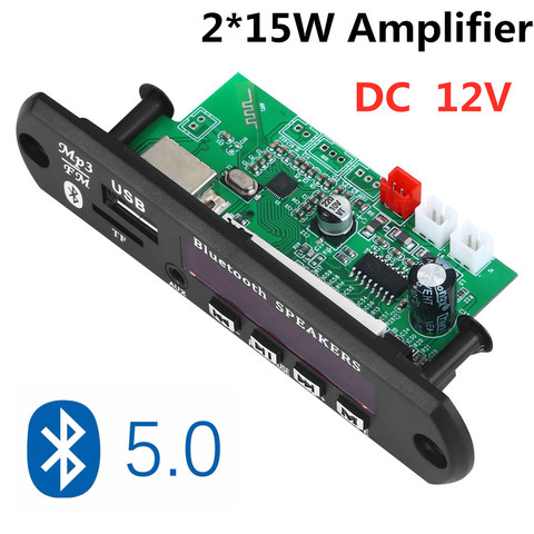 ARuiMei 2*15W amplifier  MP3 Player Decoder Board 12V Bluetooth 5.0 30W amplifier Car FM Radio Module Support  TF USB AUX ► Photo 1/6