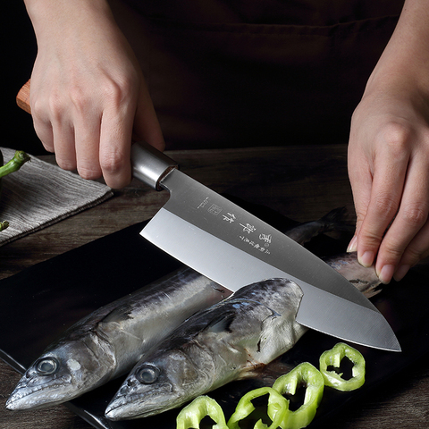 Japanese Sashimi Kinfe 5CR15 Stainless Steel Deba Sushi Chef Kitchen Knife Yanagiba Filleting Salmon Fish Head Cleaver Knives ► Photo 1/6