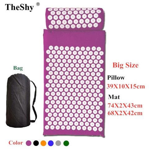 74x43cm Massage Cushion Yoga Acupressure Mat and Pillow Set Neck Back Foot Massager Pain Stress Relief Massage Pad ► Photo 1/6