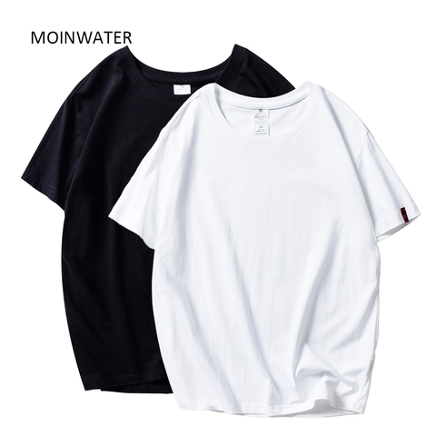 MOINWATER 2022 New Women T shirts 2 Pieces/pack Solid Casual 100% Cotton Comfortable T-shirts Lady Tees Short Sleeve Tops ► Photo 1/6