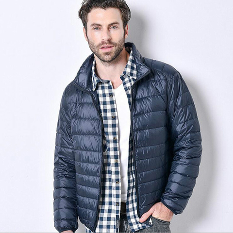 Autumn Ultralight Thin Down Coat Male Goose Feather Large Size Casual Short Jacket Men Standing Collar Down Jacket Wholesale ► Photo 1/6