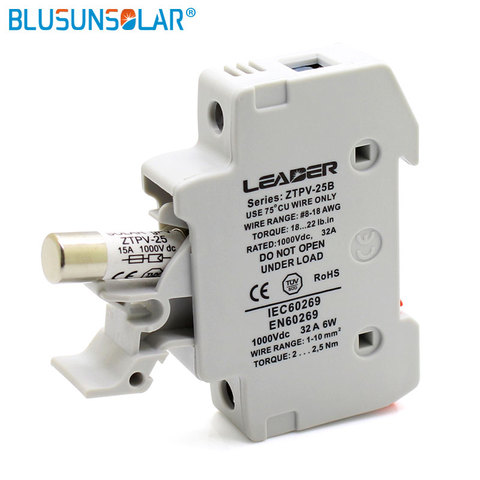 1sets lot High Voltage Solar PV Fuse Holder 1000V with PV Fuses 1000V 10A 12A 15A 20A 30A for solar system protection ► Photo 1/6