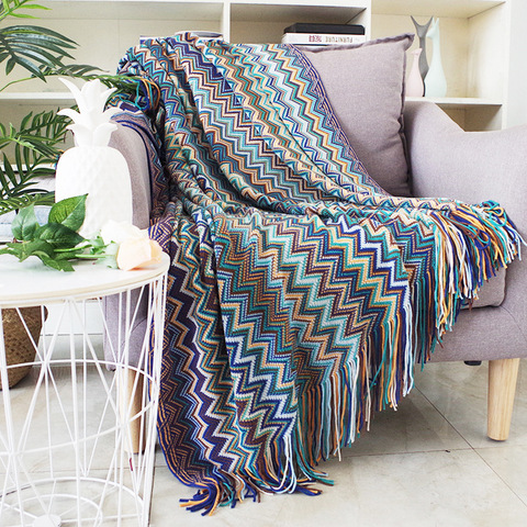 Nordic Knitted Throw Thread Sofa Blanket on the Bed Sofa Travel TV  Nap Tassel Blankets Soft Towel Hotel Blankets Home Decor ► Photo 1/6