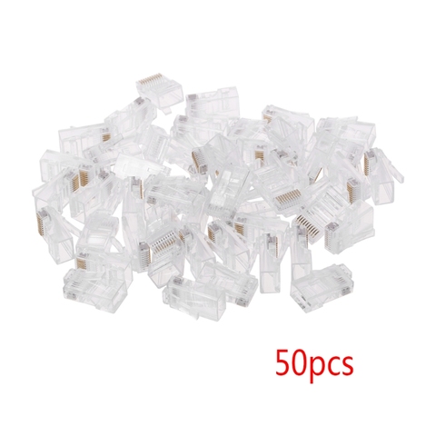 50 Pcs/Pack Stranded 10P10C Network Cable Connector RJ48 Crystal Plug Modular  R9JB ► Photo 1/6