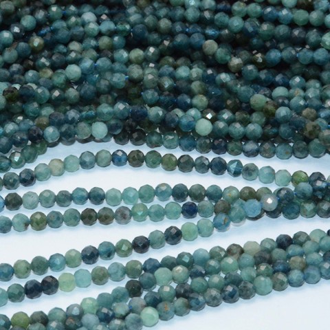 Natural Simple Quality Blue Tourmaline Faceted Round Beads 3.2mm / 4mm ► Photo 1/6