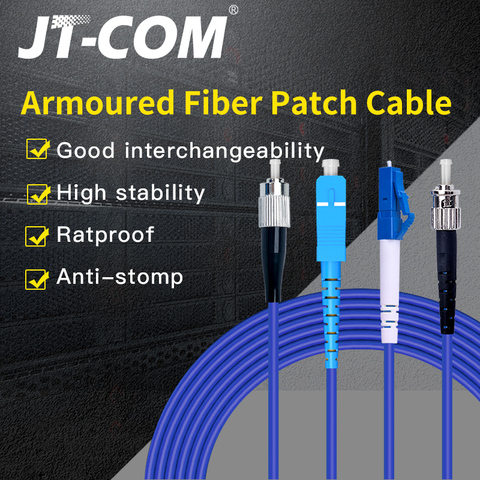 Armoured 3M LC SC FC ST Carrier Grade Fiber Optic Patch Cord Optical Cable 2.0 3.0mm FTTH Single Mode Simplex Fiber Patch Cable ► Photo 1/5